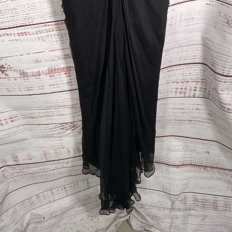 Tadashi Shoji Paillette Black Lace & Tulle S/S Gown Maxi Dress w/ Slip Size 0