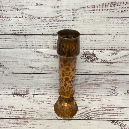 Hand Hammered Vintage Copper Bud Vase 12" 2lb Thick Walled