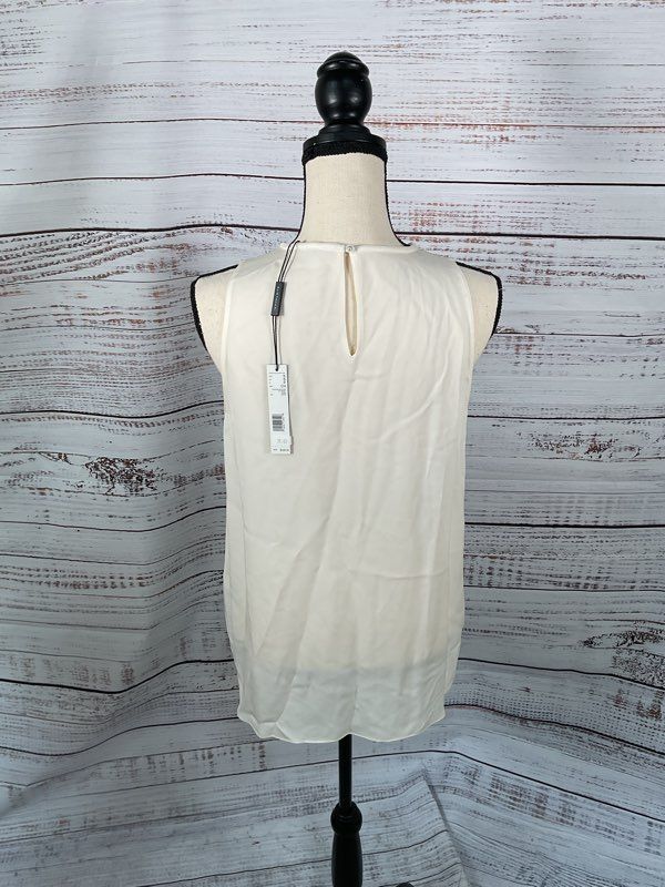 NWT Elie Tahari Isadora White Sleeveless Pearl Blouse Women's Size S