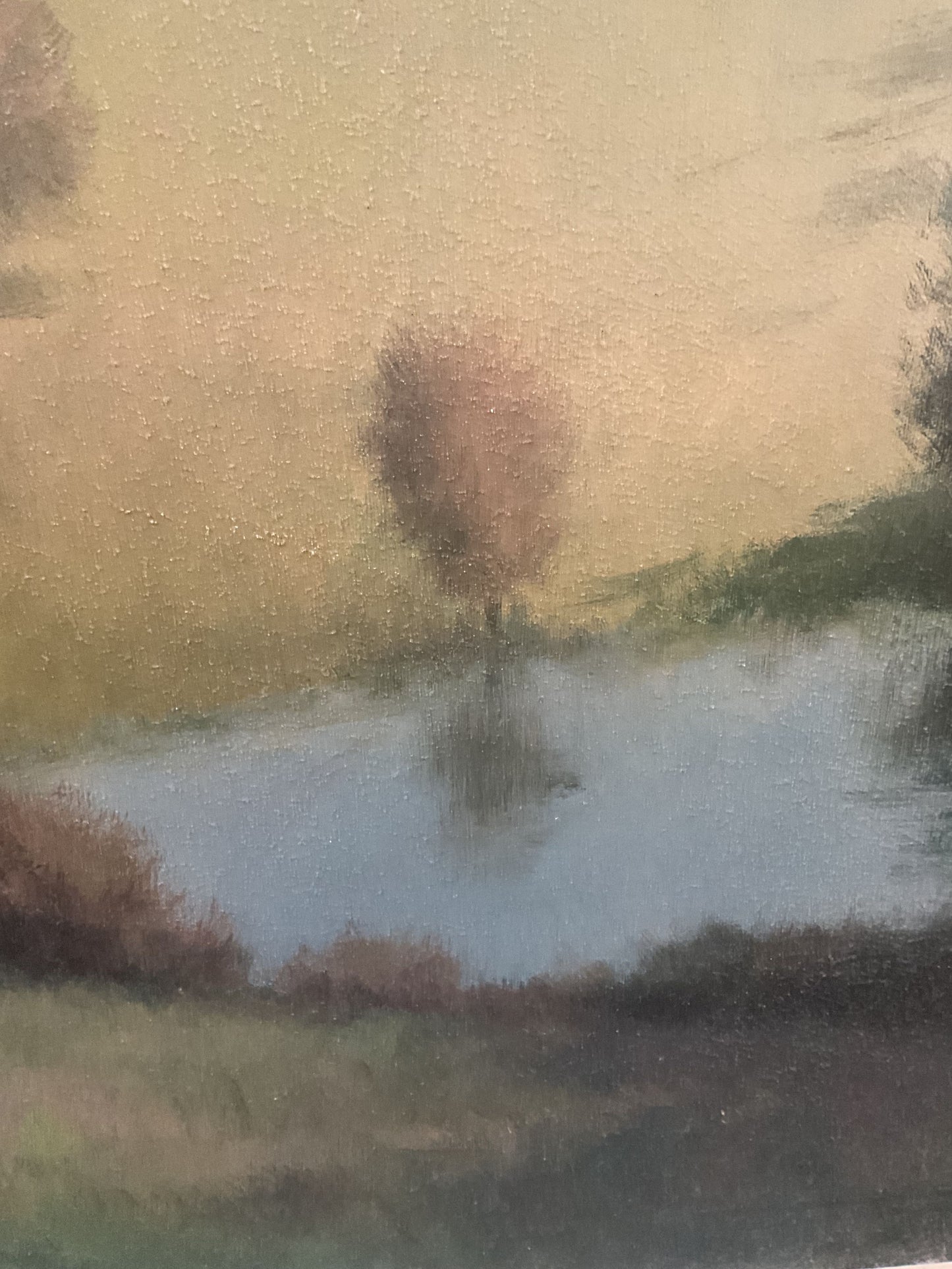 Hillside Lake Painting Signed Udell Framed
