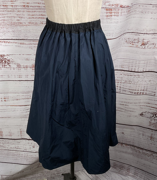 Sofie D'Hoore Cotton Elastic Waist Midi Skirt Navy Blue 34