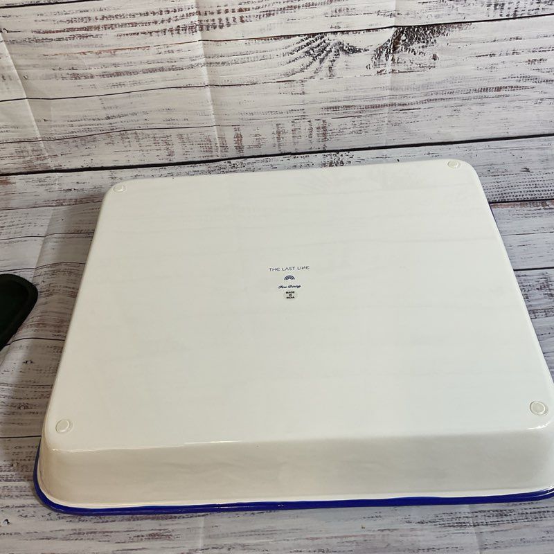 THE LAST LINE Large Rectangle Serving Tray Multi Floral Enamel- 15.25" X 18"