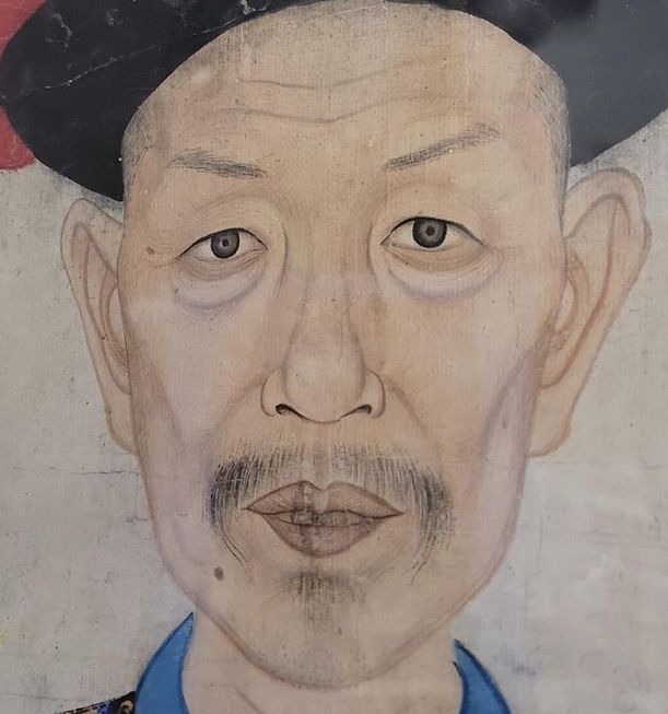 VTG./ANTIQUE Japanese Ancestry Painting of Man Sitting on Throne- LARGE 93x43.5"