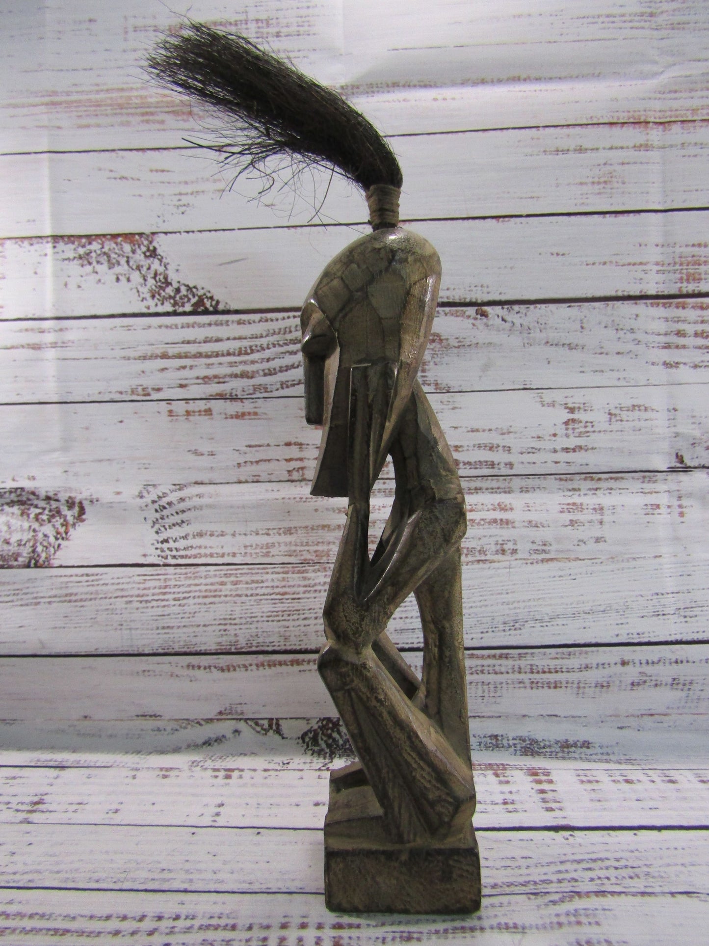 Vintage Hand Carved Wooden African Sculpture Figurine