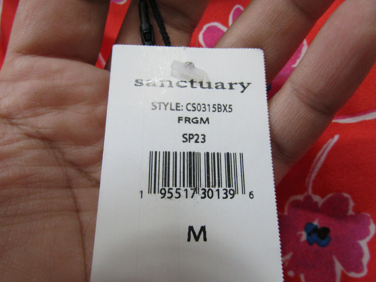 Sanctuary Can't Forget Me Women's Red Floral Satin Midi Skirt Size M