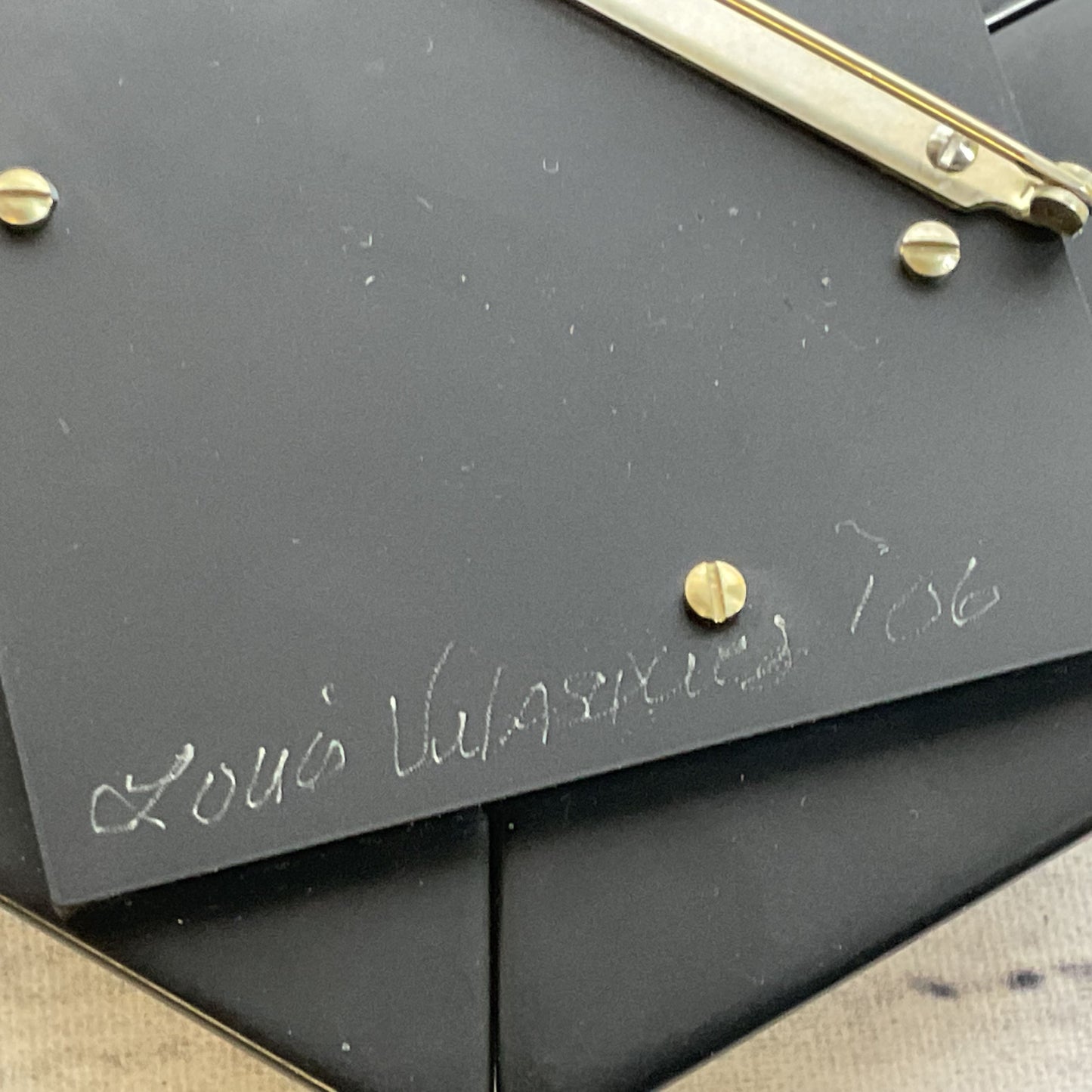 Signed Louis V. Artisan Resin & Rhinestone Hexagon Brooch- 2.75"