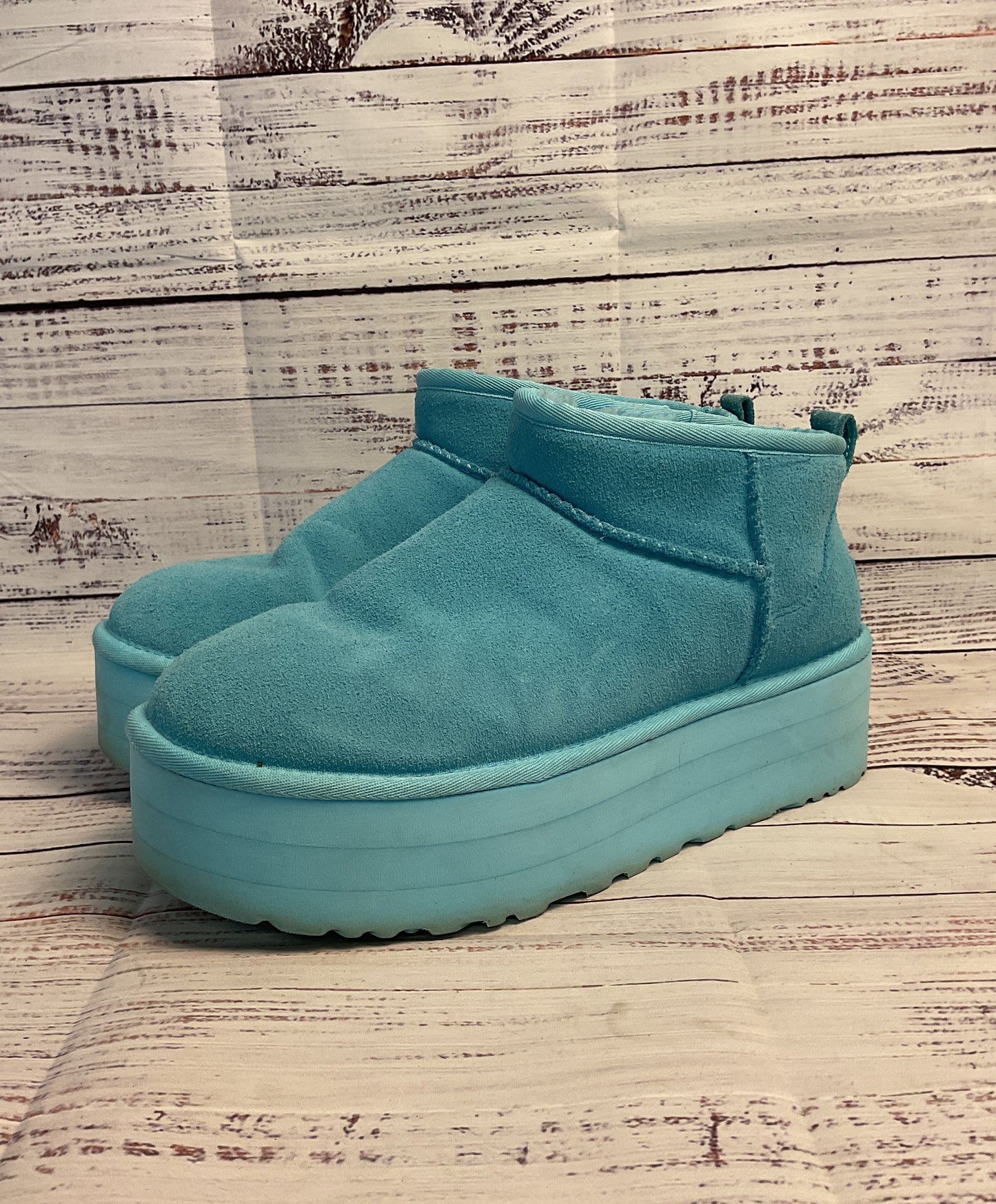 Cute Platform Ankle Skye Blue UGG Boot Slippers, Size Women's 11