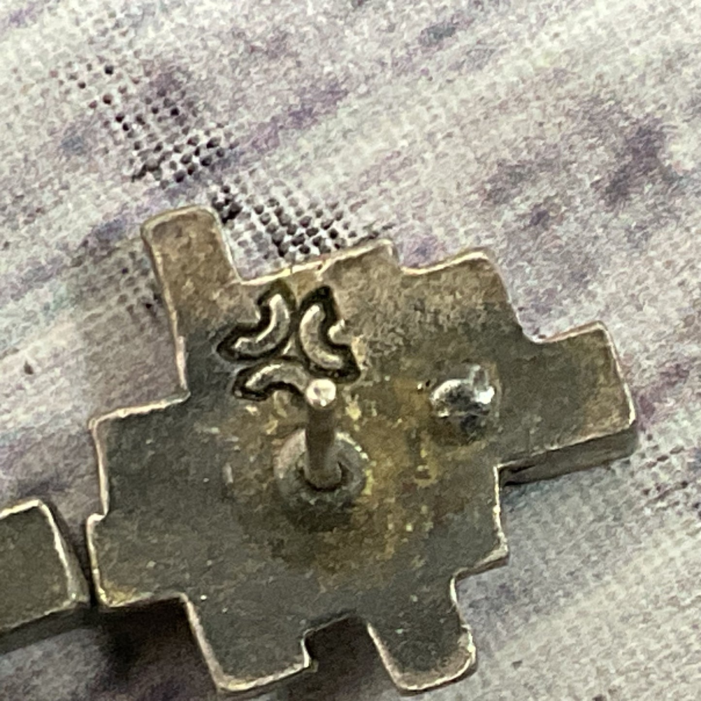 VTG. GUY VIDAL Brutalist Modernist Cubist Abstract Pewter Earrings