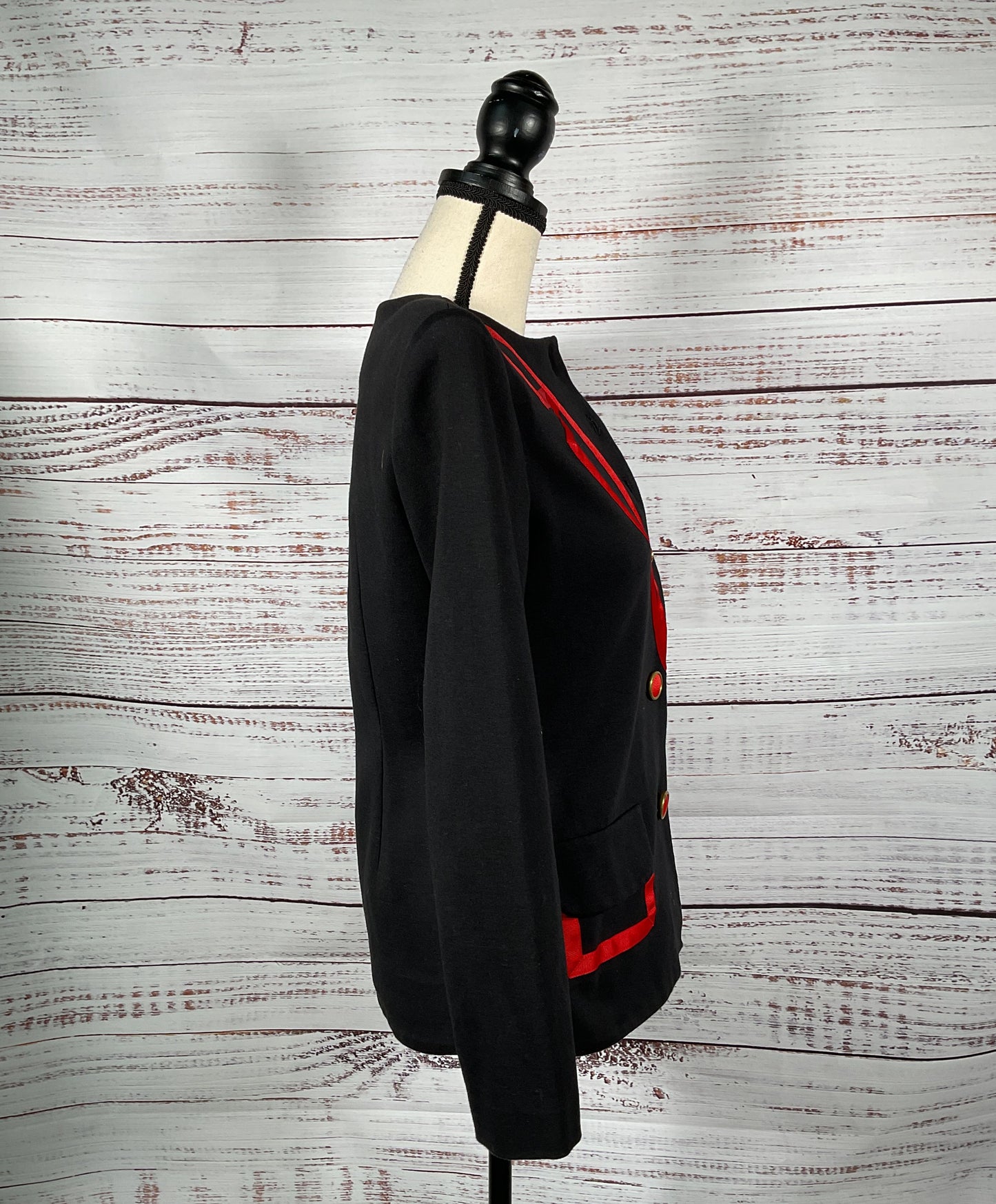 VTG Zoe LTD Black and Red Junior's Structured Blazer w/ Shoulder Pads - Size 12