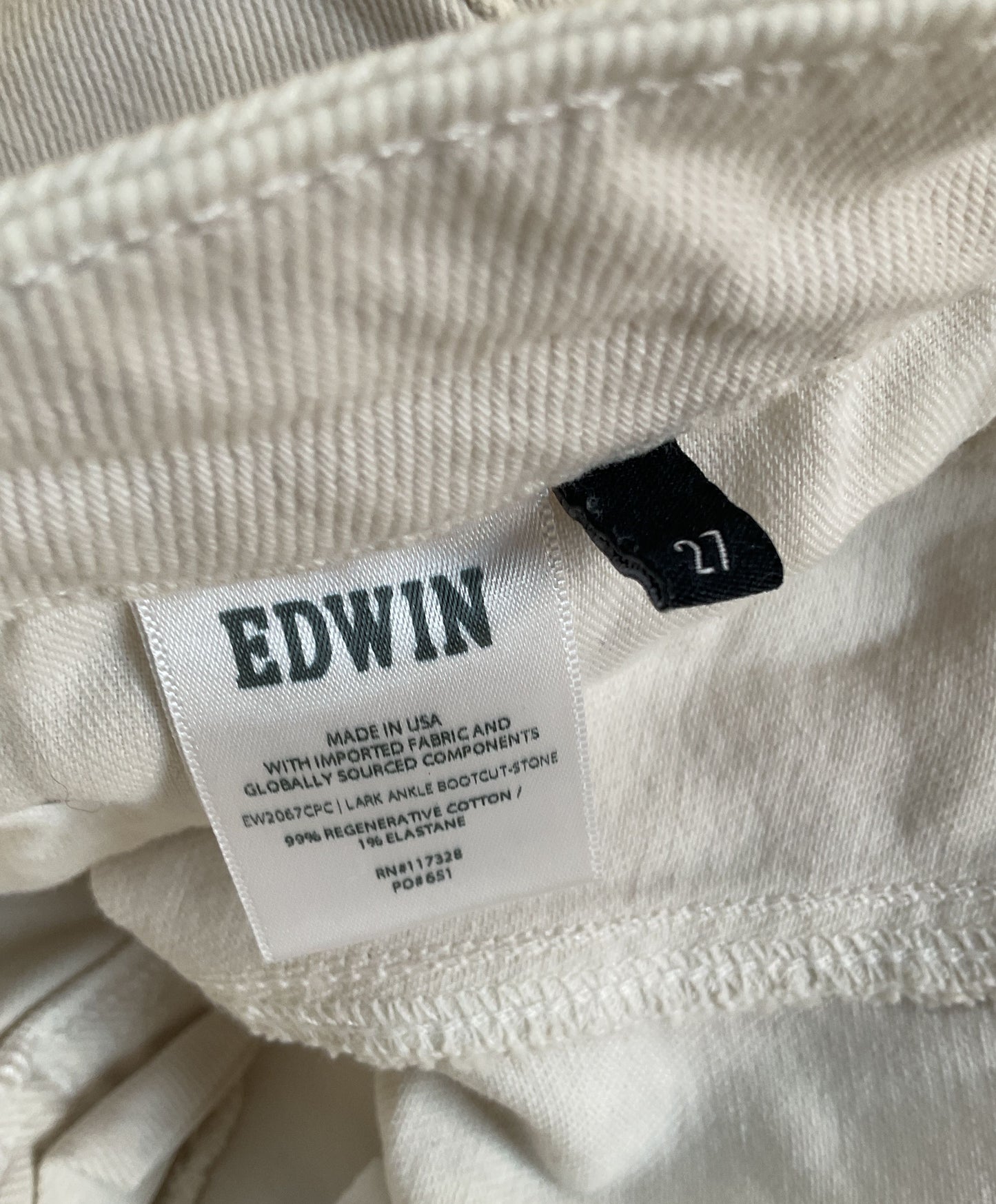 Edwin Lark Women's Stone Ankle Bootcut Jeans Size 27 Made in The U.S.A.