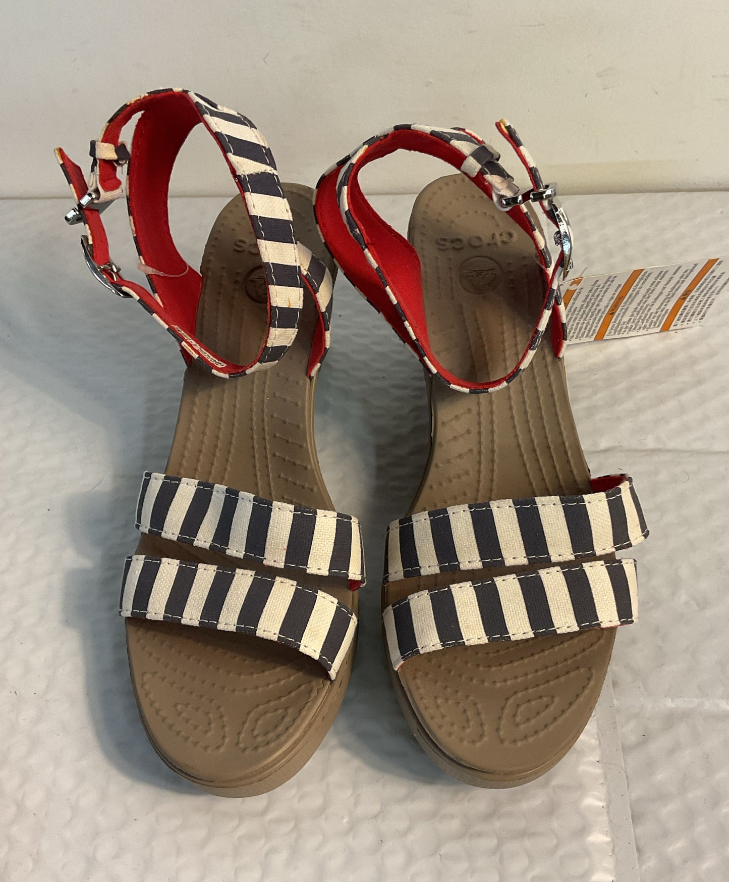 NWT Women's Crocs Leigh Wedge Striped Size 9