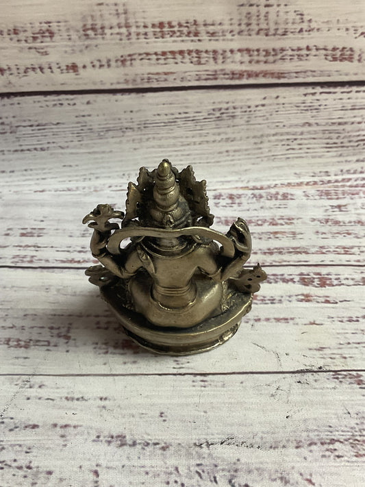 Brass Tibetan Buddhist Chenrezig Statue Figure 3.5"