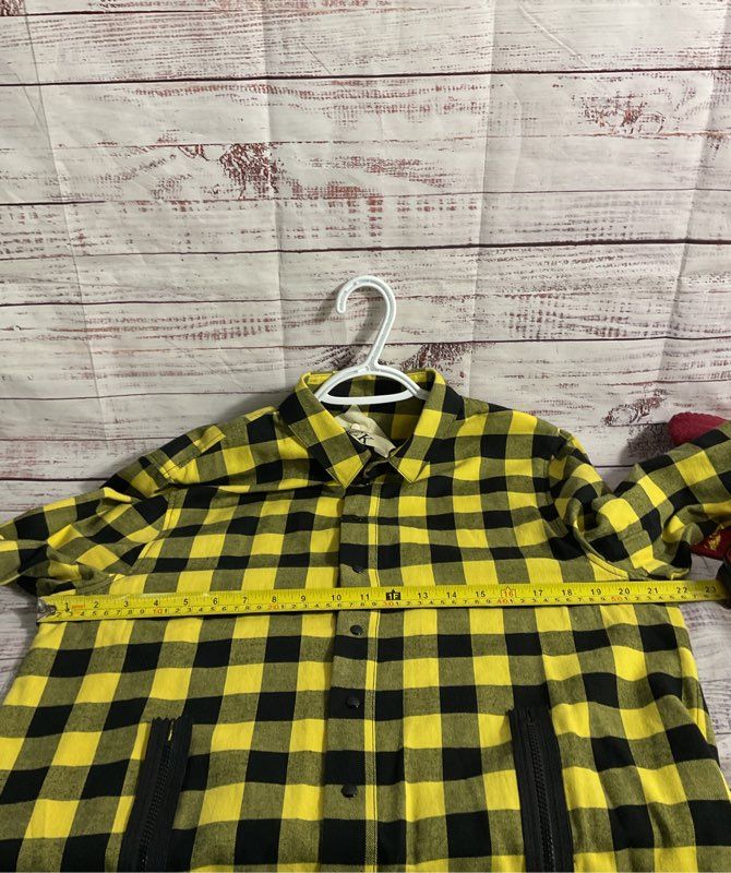 BACK Black & Yellow Plaid Button Up Long Sleeve Shirt Size 40 EUR Made in Turkey