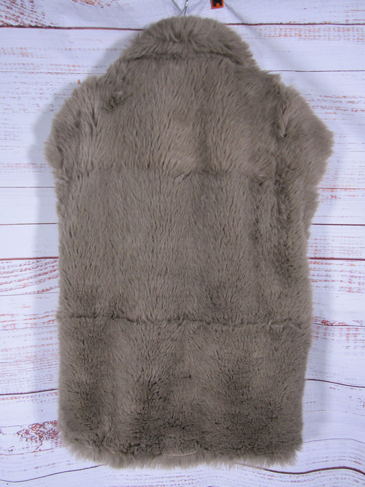 Mango Women's Gray Faux Fur Vest Jacket Size M