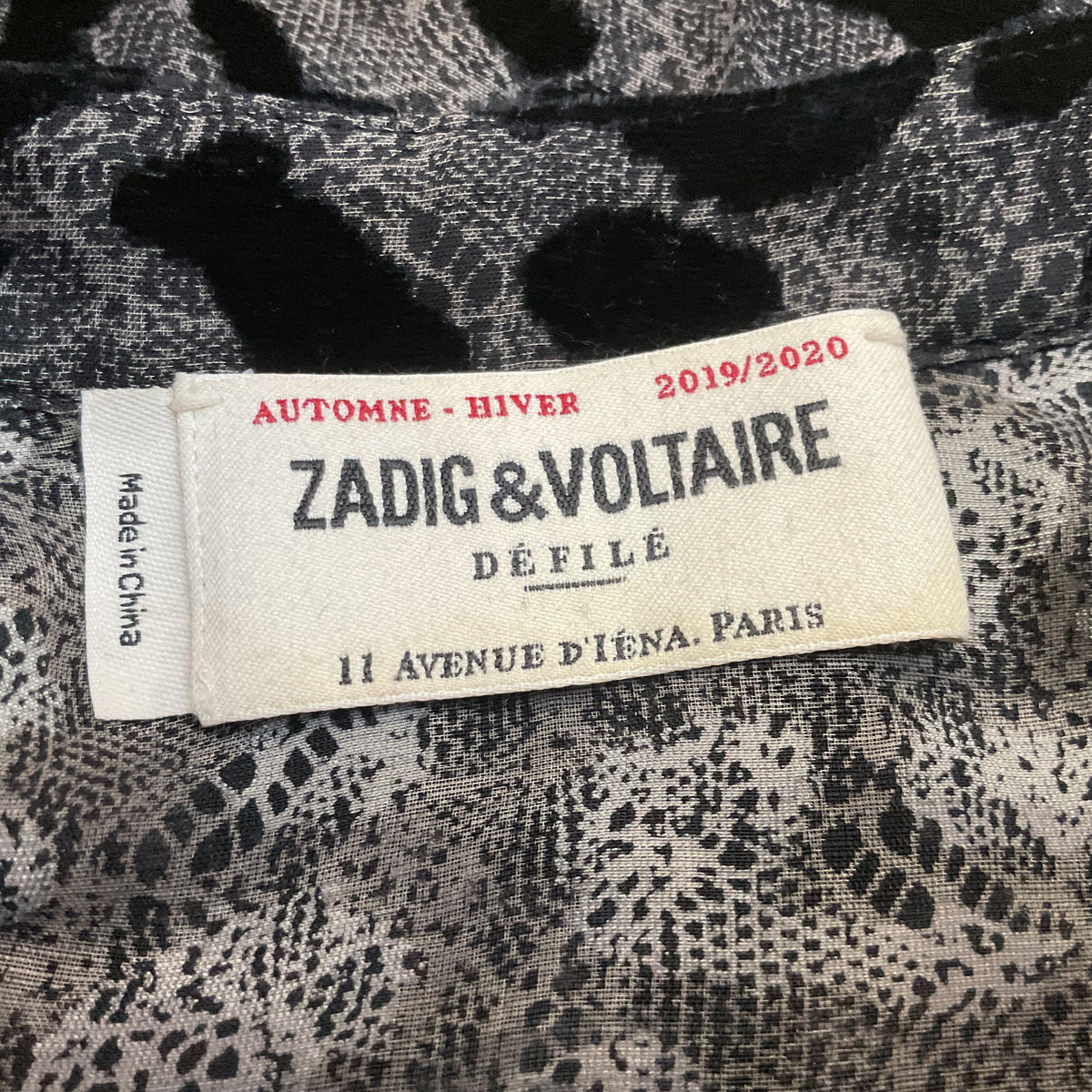 ZADIG & VOLTAIRE Women's Black Velvet & Sheer Cheetah Print Dress