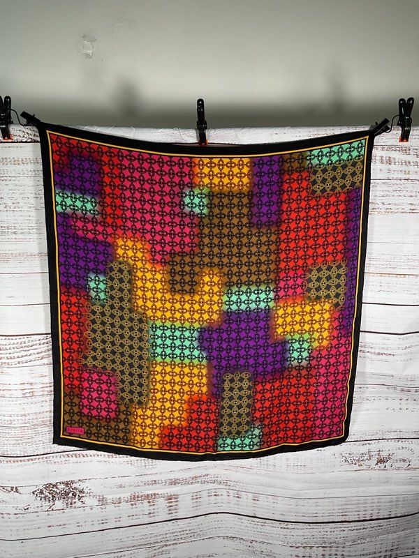 Vakko Women's Multicolor Geometric Pattern Silk Scarf 34"