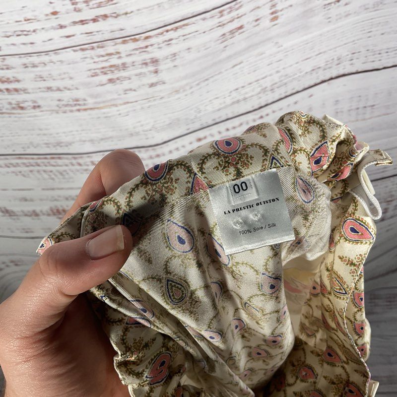 La Prestic Ouistan Bird Patterned Silk Wide Leg Lounge Pants - Size 0