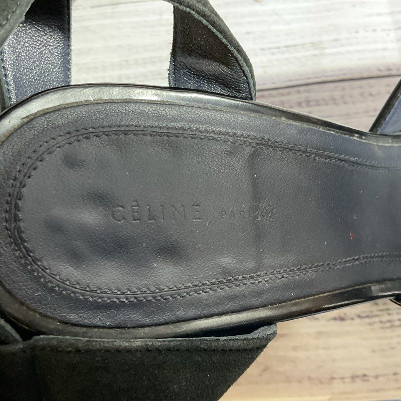 CELINE Paris Women's Black Leather & Suede Platform Heel Shoes- SZ 40.5 DAMAGED