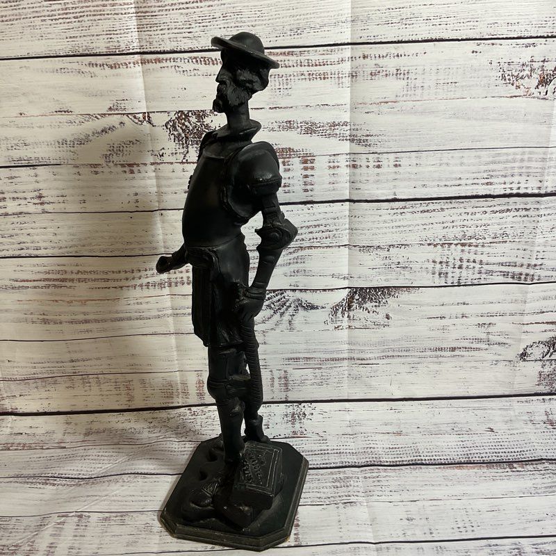 VTG. 18" Black Resin? Don Quijote Figural Sculpture- MISSING STICK