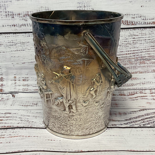Hans Jensen Denmark Silver Plated Repousse Ice Bucket 6" x 4.5"