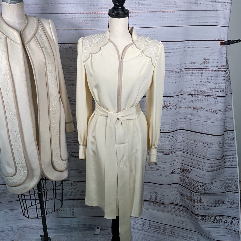 S. BALIAN DESIGNS 2pc. Women's Embroidered Belted Dress & Coat SEE MEASUREMENTS