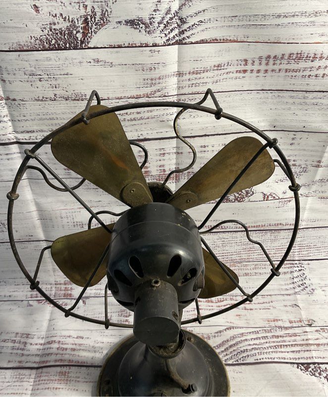 Vintage Sears Roebuck Cold Wave & Co Brass Blade Fan 14" For Parts/ AS IS
