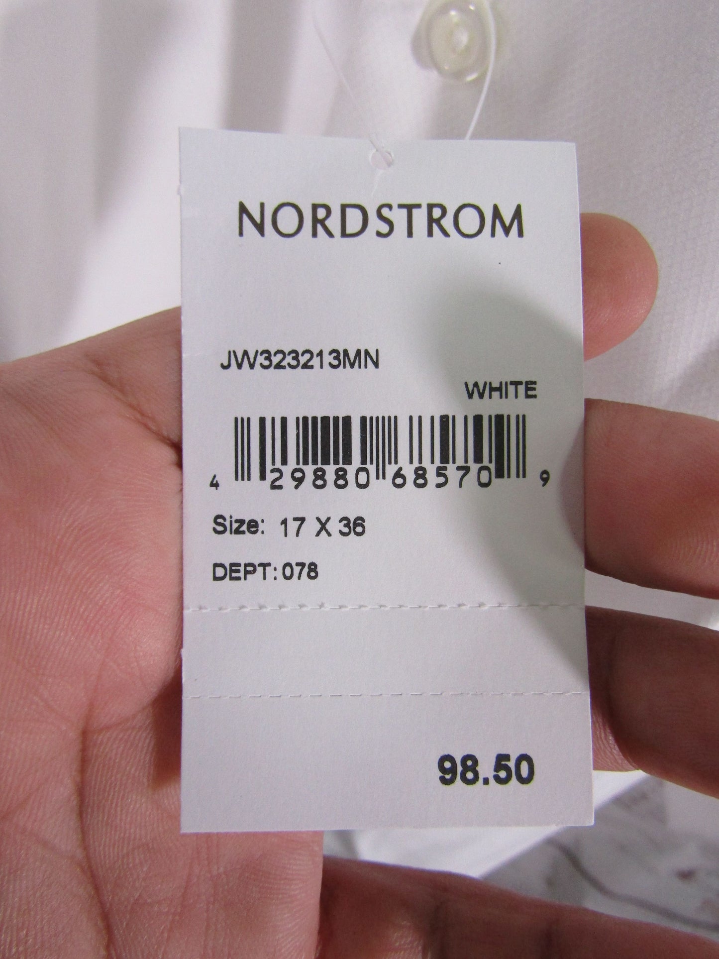 Nordstrom Men's White Long Sleeve Button Down Cotton Shirt Size 17/ 36