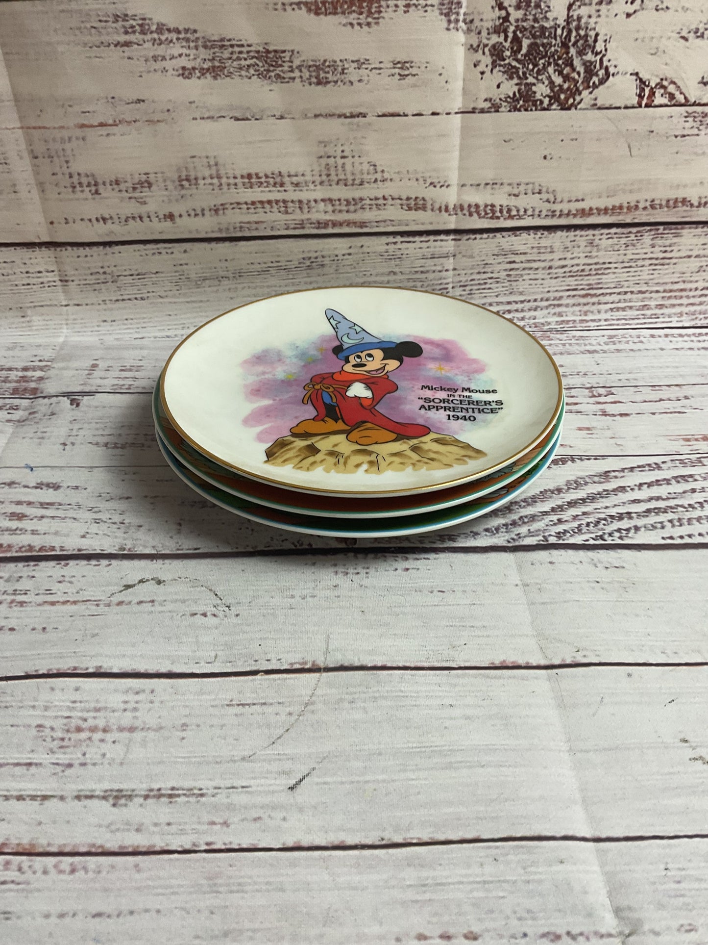 Schmid Disney Four Seasons Of Love And Sorcerers Apprentice 3 Collectible Plates