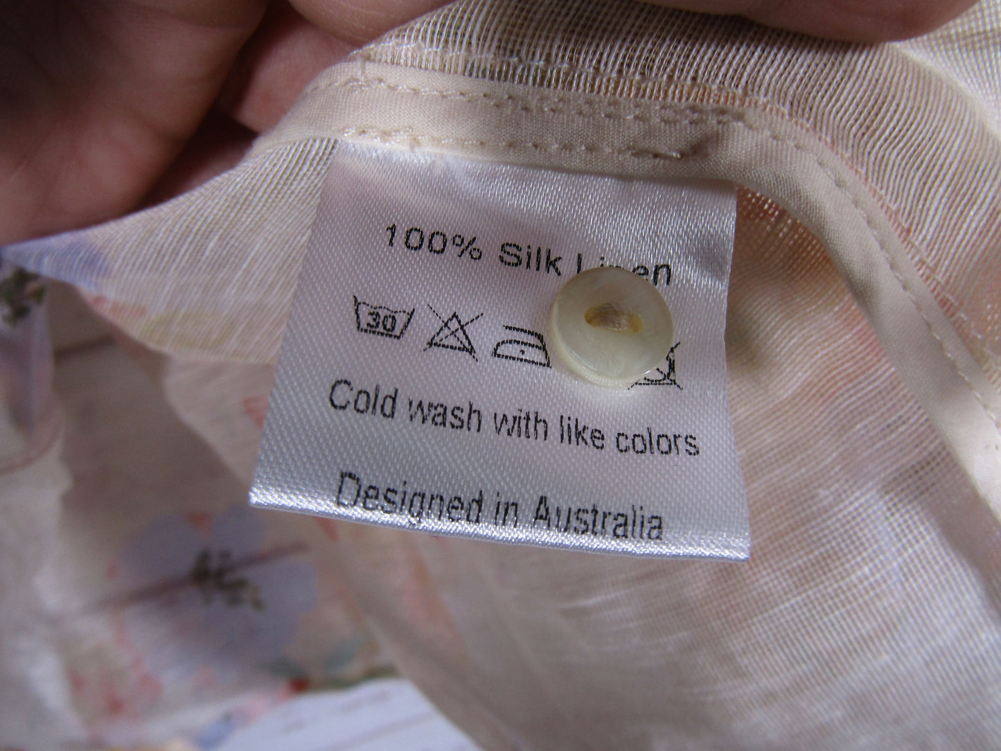 Petite Amalie Girl's Floral Watercolor Print Silk Linen Blouse Size 12