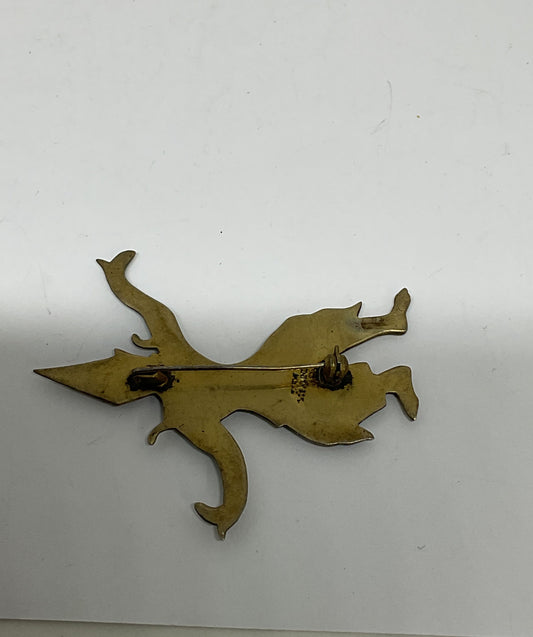 Siam Sterling Silver Vintage Enameled Brooch
