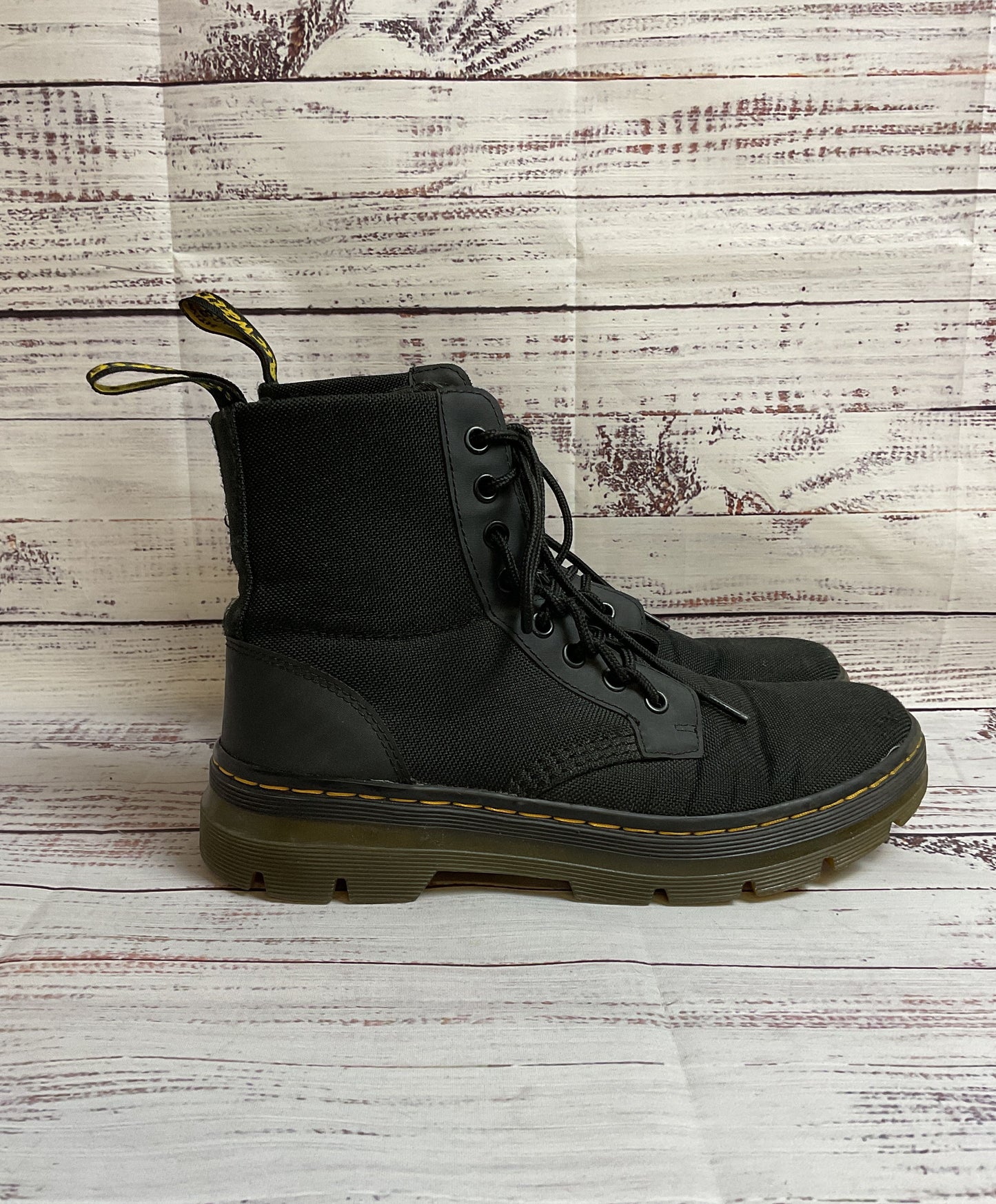 Dr. Martens Black Canvas Lace-Up Combat Boot Men 7