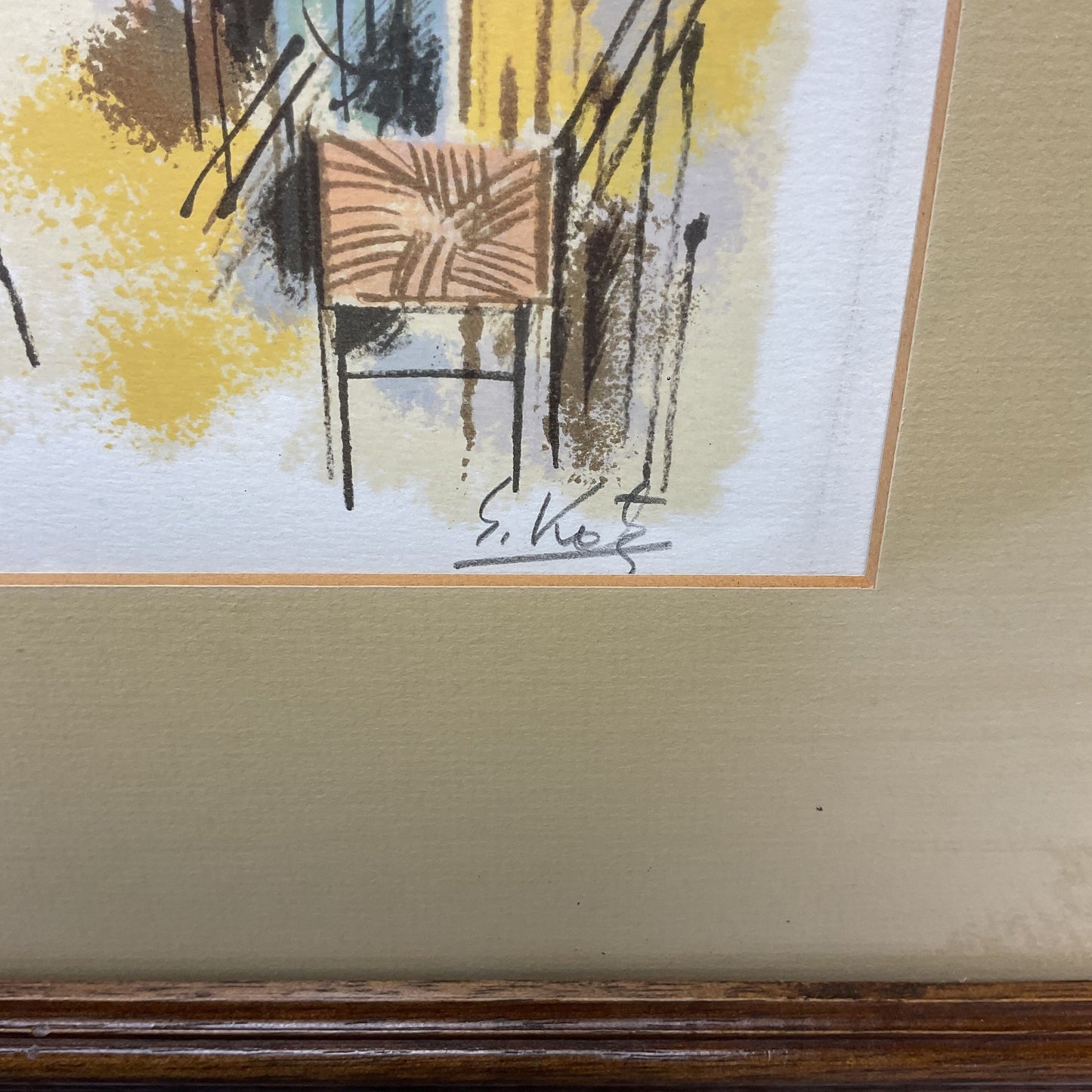 Old Man Walking Through Market Print Lithograph by Schmuel Katz Signed 76/250