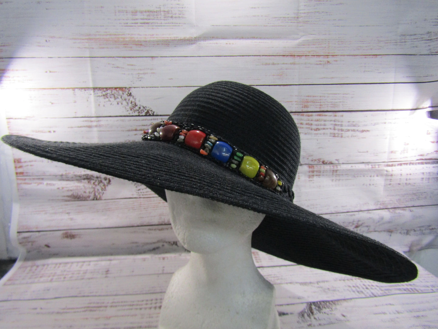 Giovannio Women's Black Wide Brim Embellished Hat Size M