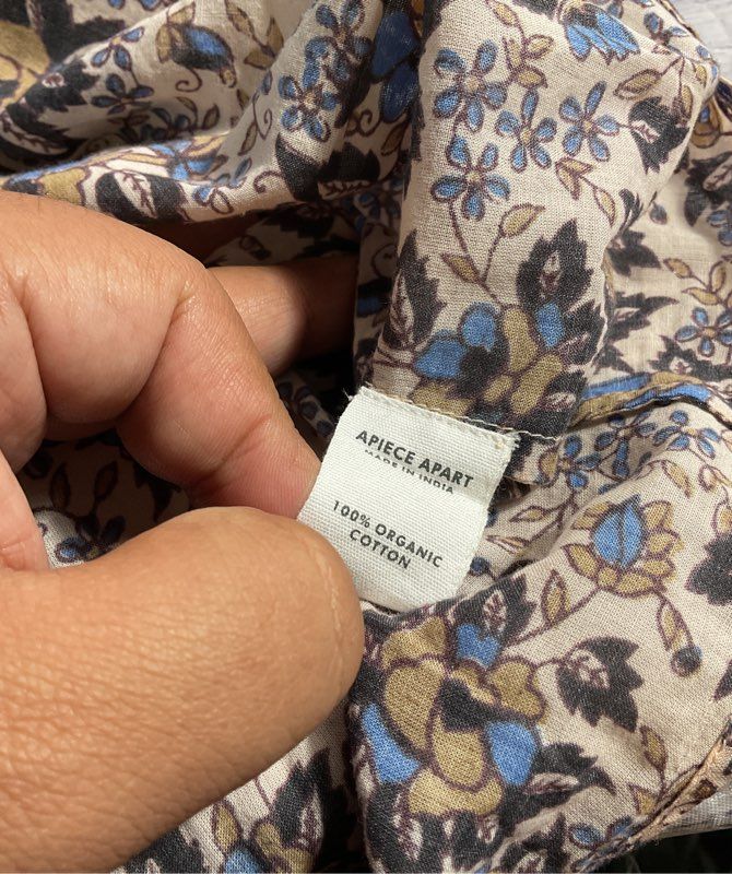 APIECE APART Esparta Organic Cotton Floral Pattern Peasant Top Size S