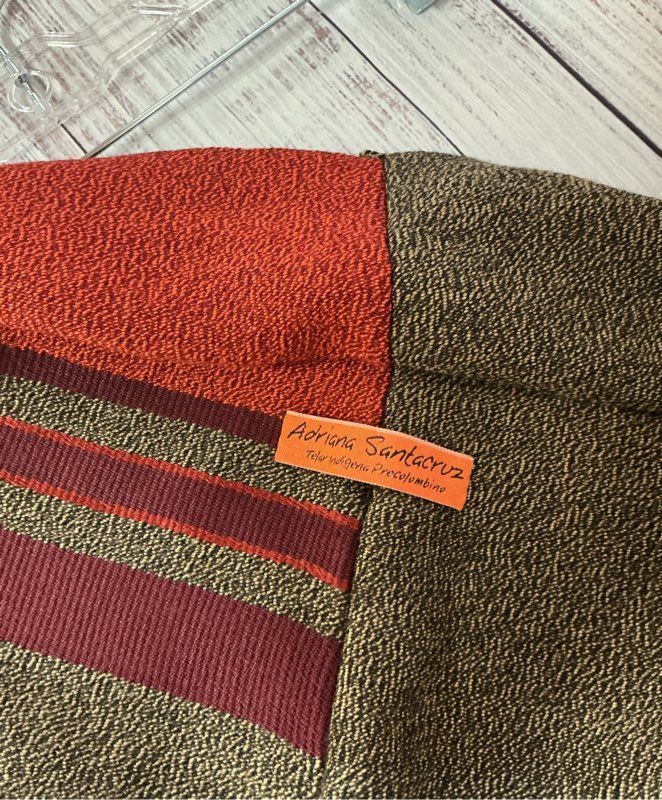 Adriana Santacruz Red/Olive Poncho/Cape OS Retail $500