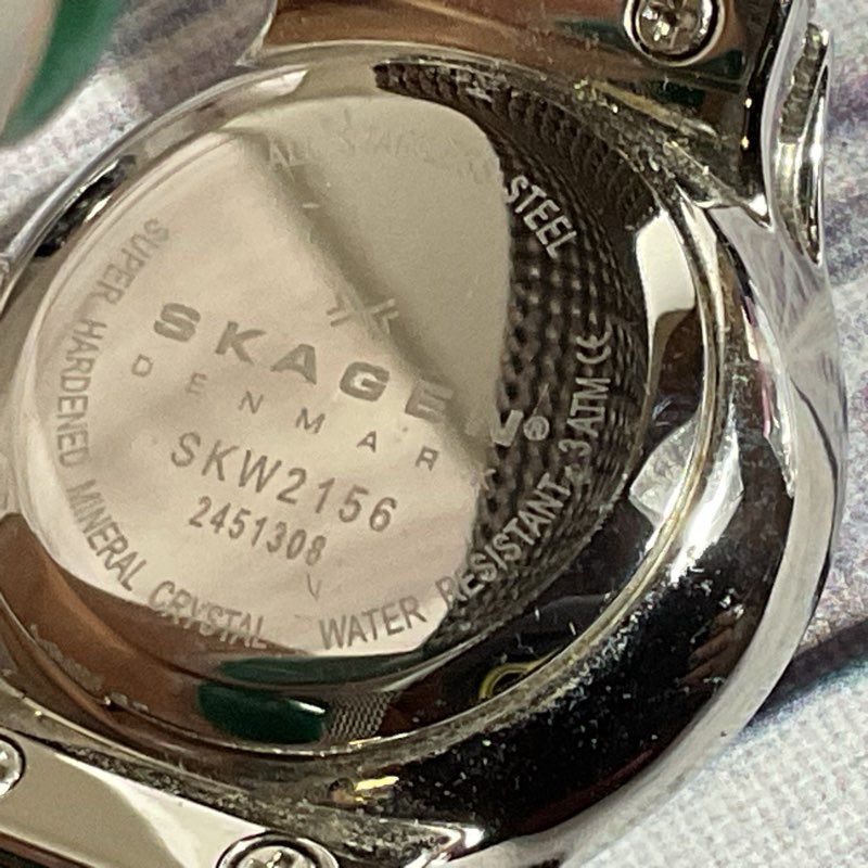 SKAGEN SKW2156 Women's Silver Tone Mesh Black Dial Rhinestone Watch