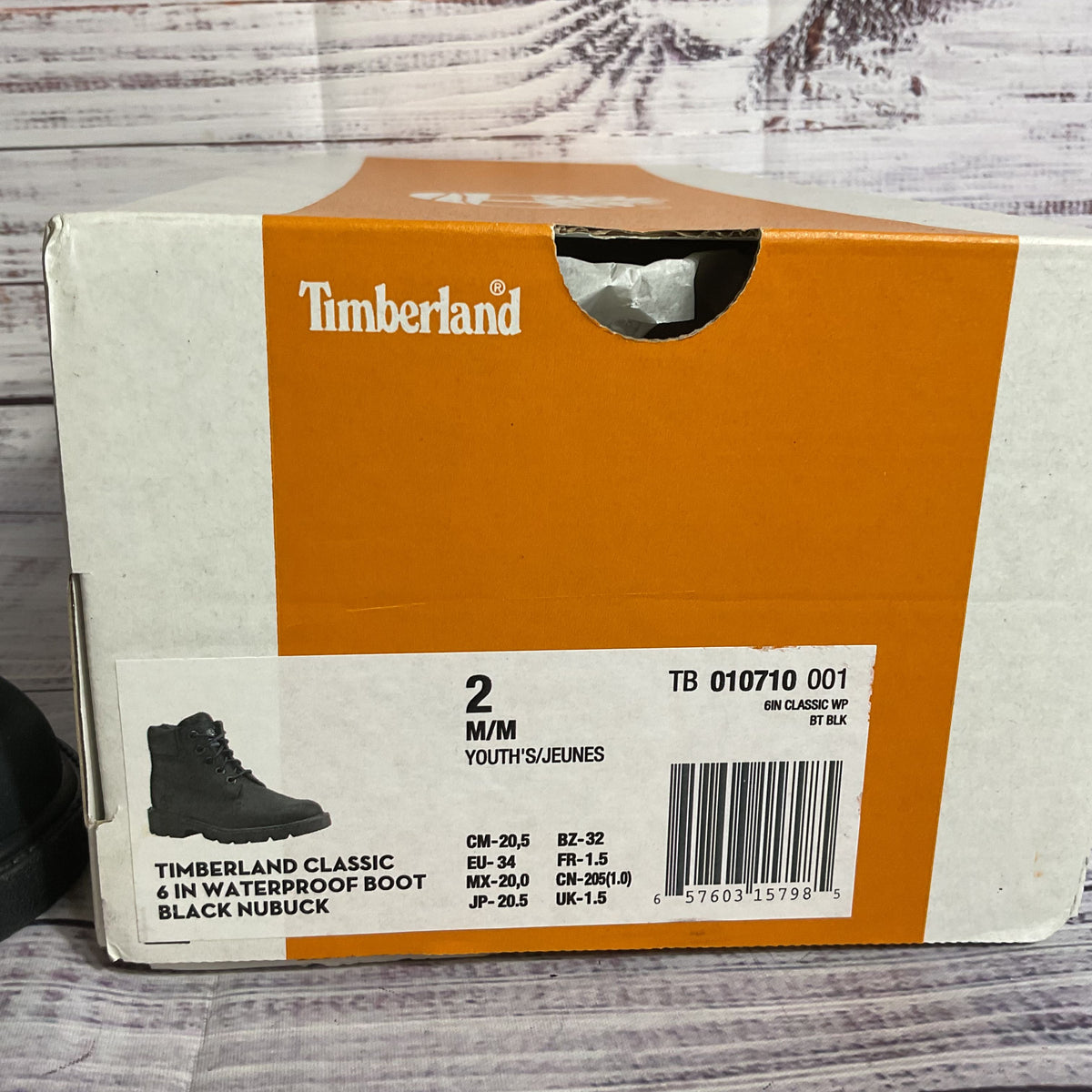 NWB TIMBERLAND Youth/Jeunes Unisex Black Classic Waterproof Boot- SZ 2