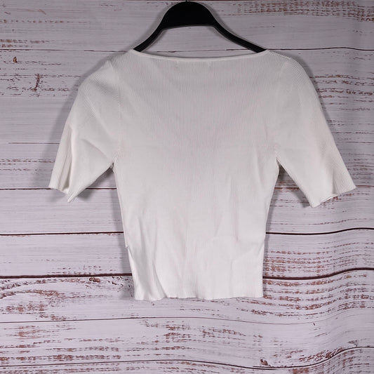 Good American Criss Cross Wrap Style Rib Knit Short Sleeve Top - Size 2