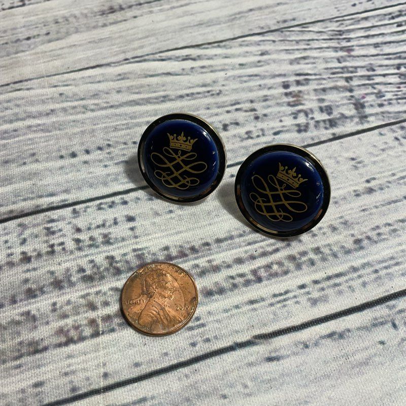 VTG Royal Copenhagen Round Blue Crown Cufflinks