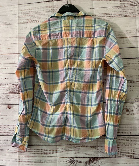 Women's Frank & Eileen Orange Blue & Pink Cotton Blouse Size XS