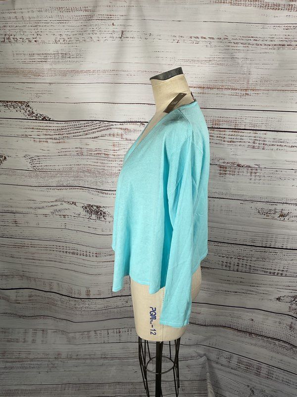 NWT Women's J Jill Blue Robin Egg Linen Blend Open Cardigan - Size L