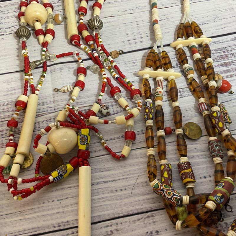 Set of 7 VTG. Multi Gemstone, Millefiori and Glass Beaded Necklaces