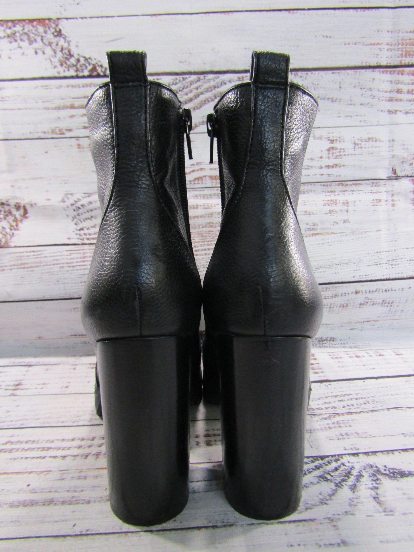 Steve Madden Laurie Women's Black Leather Ankle Zip Boots Size 8