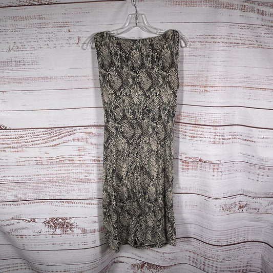 Lauren Ralph Lauren Gray Snake Print Sleeveless Low Cut Midi Dress - Size 8