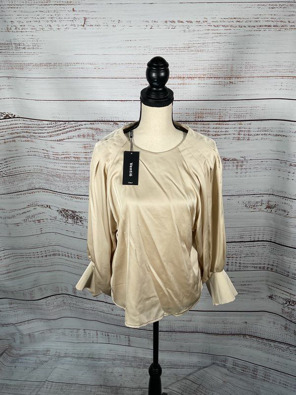 NWT Venti 6 Women's Beige Long Sleeve Blouse Size M