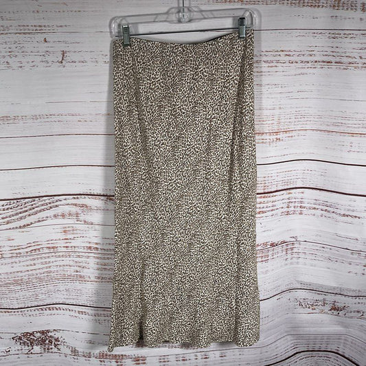 Jenni Kayne Leopard Animal Print Slip Pencil Midi Skirt - Size Medium