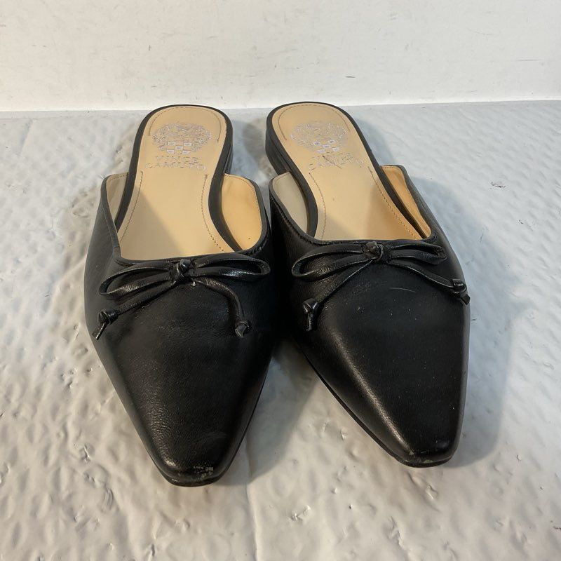 VINCE CAMUTO Women's Black Flat Mule Pointy Slides Sholes- SZ 6.5
