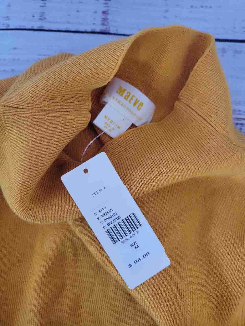 NWT Women's Maeve Gold mustard Sweater w/bell sleeves Size M