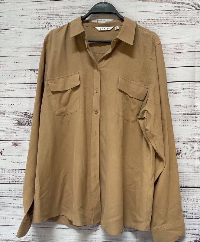 NWT Women's Orvis Beige Blouse Size XL