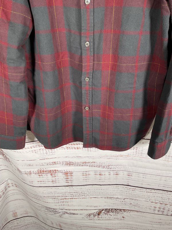 Men's Zadig & Voltaire Stan Flannel Plaid Red & Black Button Up Long Sleeve M